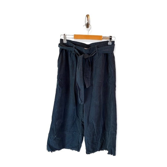 Cloth & Stone Marcel Corduroy Belted Cropped Wide-Leg Pants Teal Size Small - Picture 2 of 4